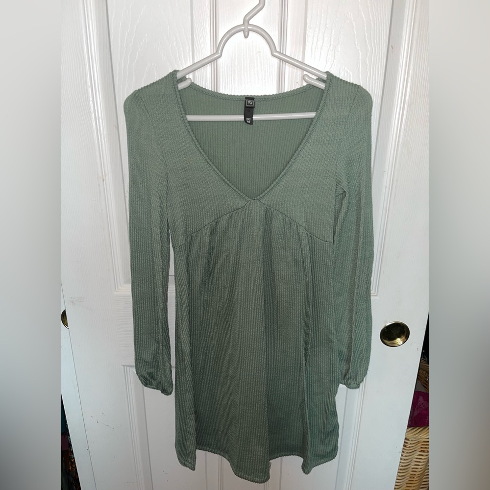 Green Ribbed Dress